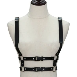 PU Leather Harness Belt Punk Goth Adjustable Chest Suspenders Buckle Belt Top
