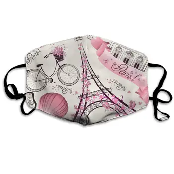 

Comfortable Two Layer Dust Mask, Soft Pink Paris Eiffel Tower Face Mask Cover Mouth for Adults and Teens