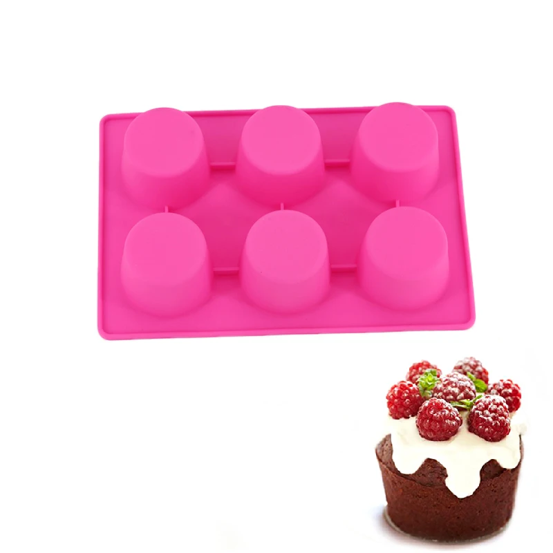 

Silicone 6 Cavity Round Baking Mold For Muffin Cup Cake Decorating Tools