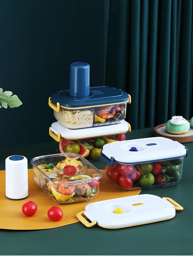 Vacuüm Doos Met Pomp Voedsel Containers Portable Lunchbox Elektrische Vacuüm Vers Houden Fruit Koelkast Afdichting Opbergdoos|Lunchdoosjes| -
