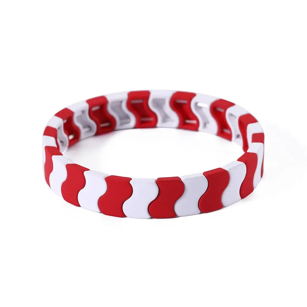 red white Skyrim модные растягивающиеся браслеты из сплава с краской ручной работы, штабелируемые черные, белые, красные, синие эмалевые эластичные браслеты, браслет, подарок - Окраска металла: red white