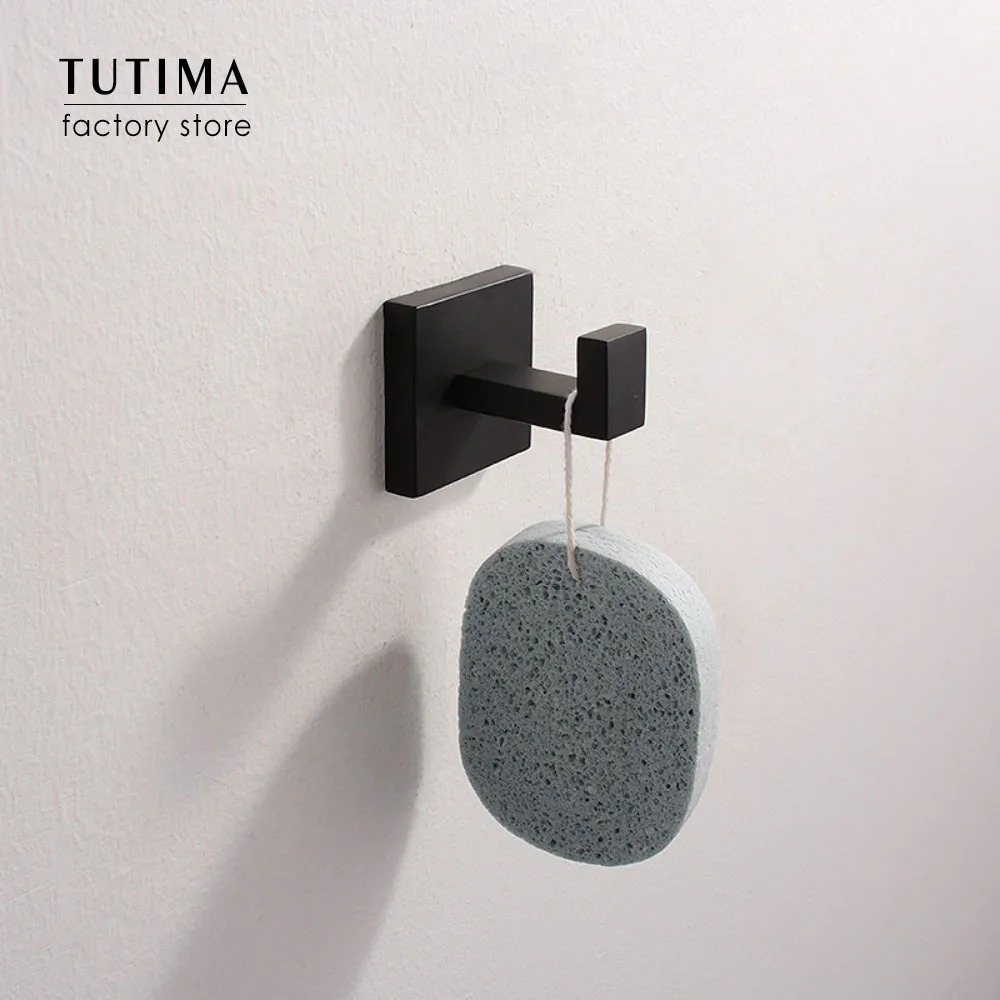 Tutima 304 Stainless Steel Matte Black Bathroom Hardware Set High Quality Towel Rack Ring shelf Paper Holder Bathroom Hooks