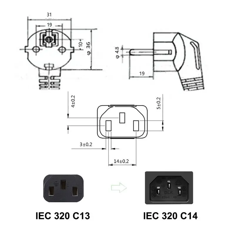 Универсальный Электрический шнур с евровилкой 6 футов 250 В 10 А IEC C13 кабель питания
