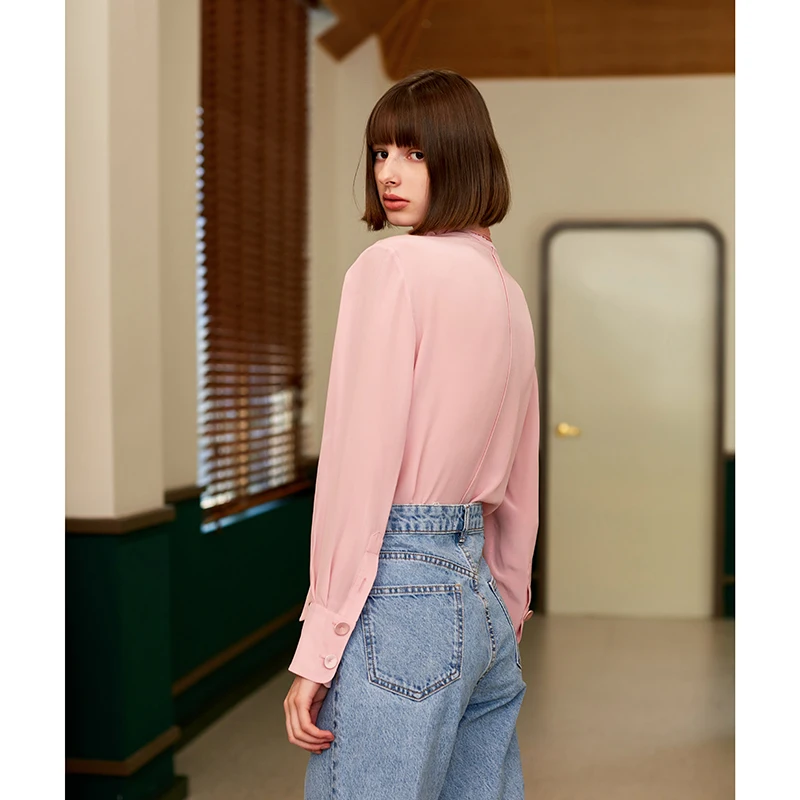 PandaQ женская шифоновая блузка женские топы Blusas Mujer De Moda индивидуальные корейские розовые женские галстук-бабочка Шеин модные OL