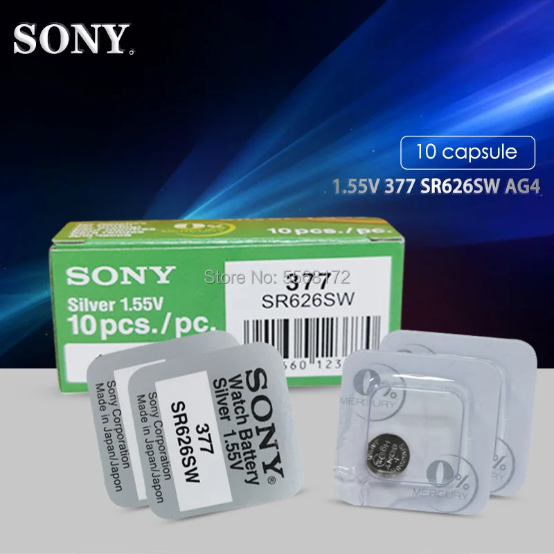 5 uds nuevo Single de embalaje de grano para SONY Original 377 SR626SW 626 SR626 V377 AG4 pilas para reloj óxido de plata botón pila de moneda