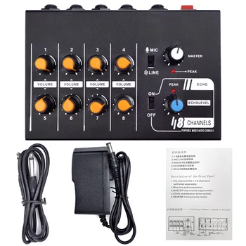 

LEORY EU/US 8 Channels Stereo Audio Sound Mixing KTV Karaoke Power Mixer Console effect Professional Mixer DC 12V Power Sdapter