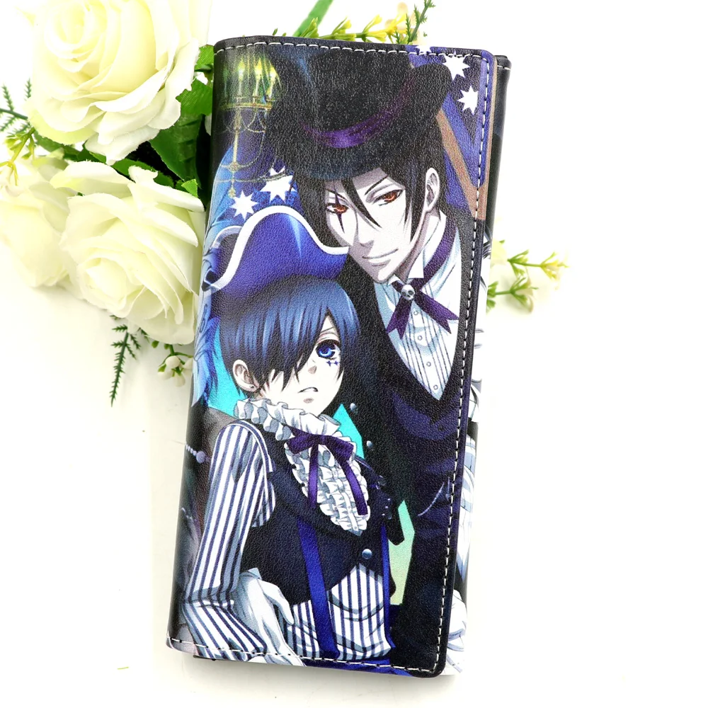 

Men Women's Long Wallet Black Butler Anime Sebastian Michaelis and Ciel Phantomhive Clutch Purse with Button