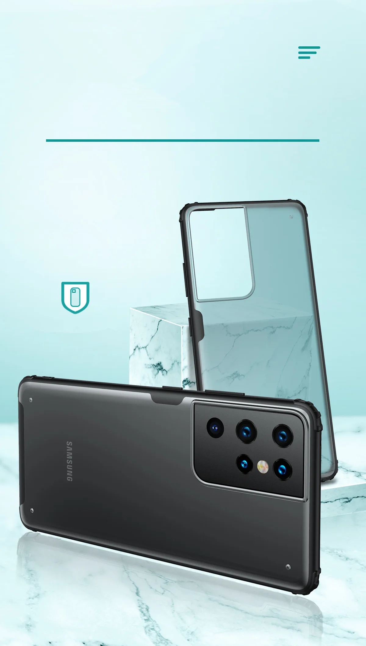 Samsung Galaxy S21 Ultra 5G Wlons Military Hybrid Matte Shockproof Armor Case-Blue 4