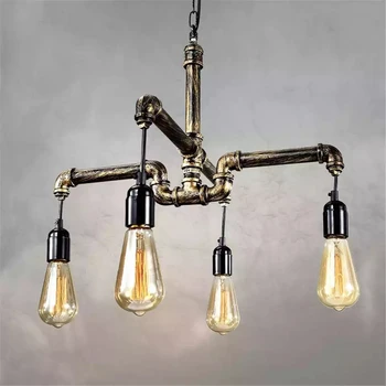 

Loft Industrial Wrought Iron Pendant Light Fixture Retro Water Pipe Steampunk Metal Bar Dining Room Restaurant Pendant Lamp