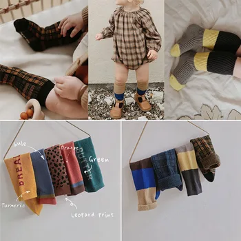 

EnkeliBB Very Stylish 0-6Y Boys Girls Cotton Fashion Tube Socks Leopard Letter Print Free Size Toddler Korean Plaid Long Socks