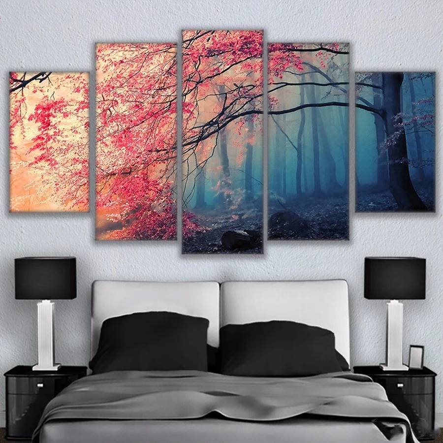 5d DIY Diamond Painting 5 Pieces Sakura Tree landscape 3D Square round Drill Diamond Embroidery Kit Full Diamond Mosaic Picture_副本