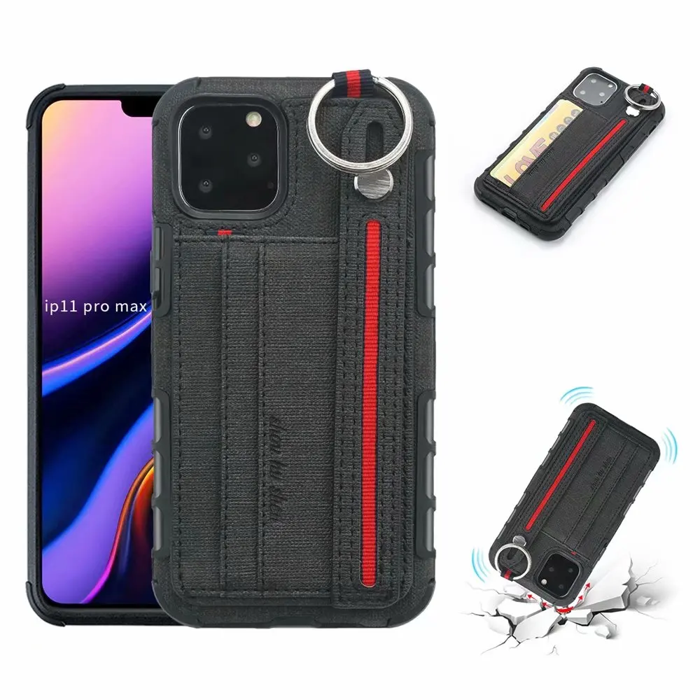 Чехол для iPhone 11 Pro с кольцом держателем Круглый Ремешок пальцев холщовый чехол и