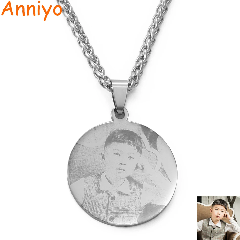 Necklaces Image Engraving-Print Anniyo Photo-Print Customize Portrait Personalized Charm