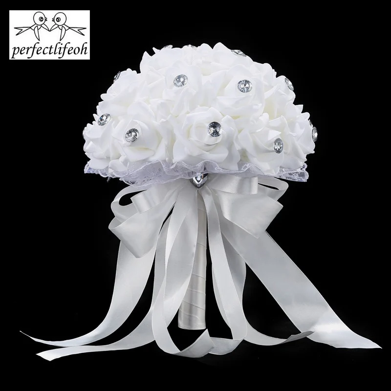Wedding Bouquet Handmade Artificial Flower Rose Blue and White for Wedding wedding bouquets artificial rose flowers