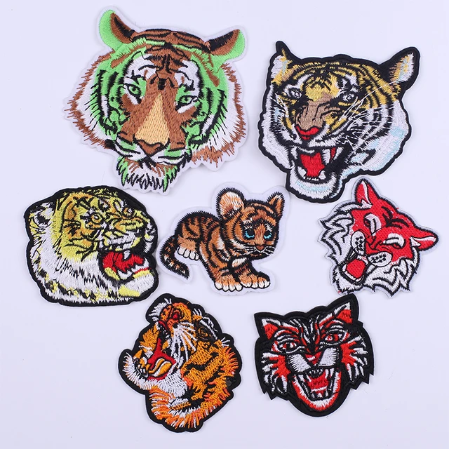 Tiger Head Embroidered Patches for Clothing Sewing Application Sew on Patch  Diy Iron-on Applique Stripes on Clothes for Jacket - AliExpress