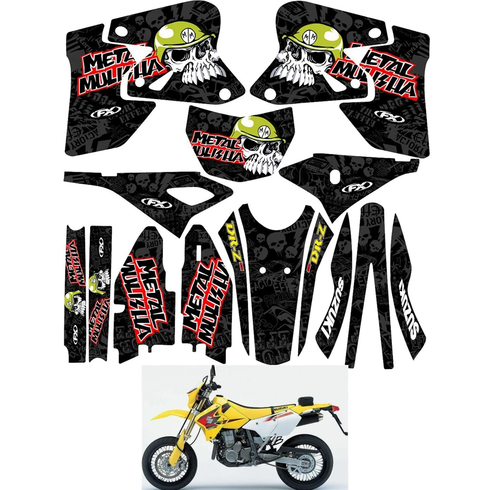 

For SUZUKI DRZ400SM Graphics Decals Stickers Custom Number Name 3M Full Motorcycle Backgrounds Stickers Accessories