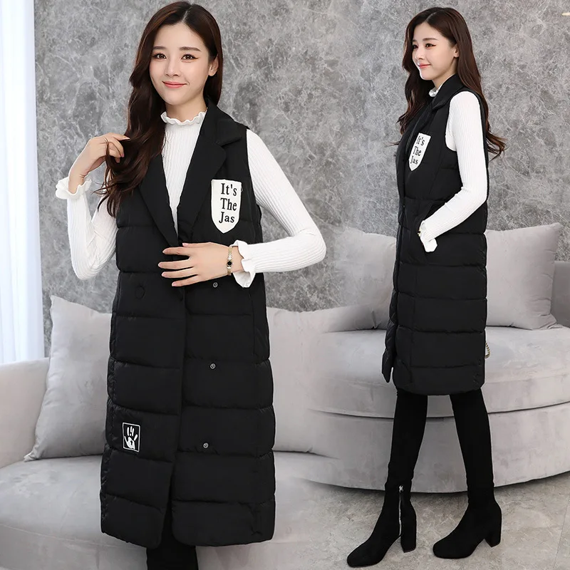

2017 Waistcoat Women's Mid-length Autumn And Winter Korean-style Slim Fit Waistcoat Vest Thick Warm down Cotton Vest Large Size
