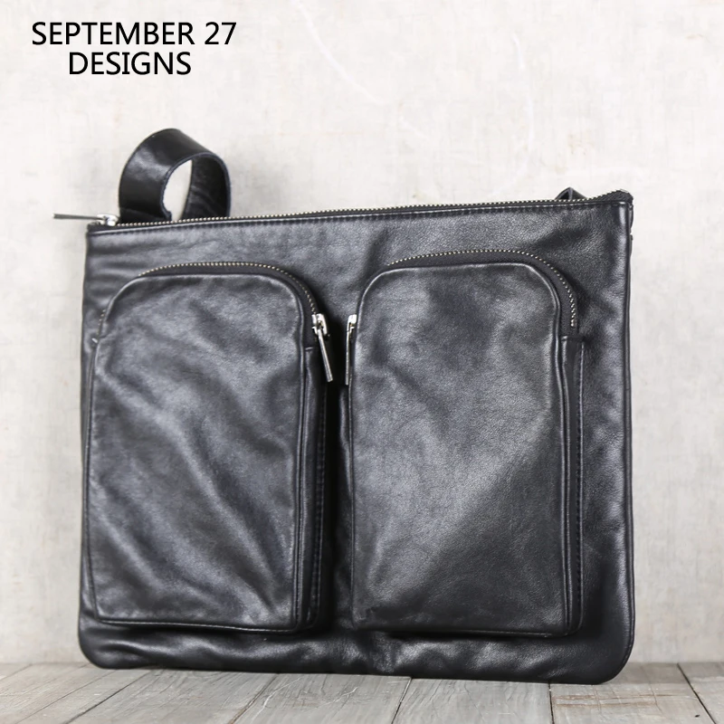 

New Fashion Messenger Bag Men Genuine Leather Luxury Handmade Male Satchels 100% Cowskin Casual Shoulder Crossbody Handbags