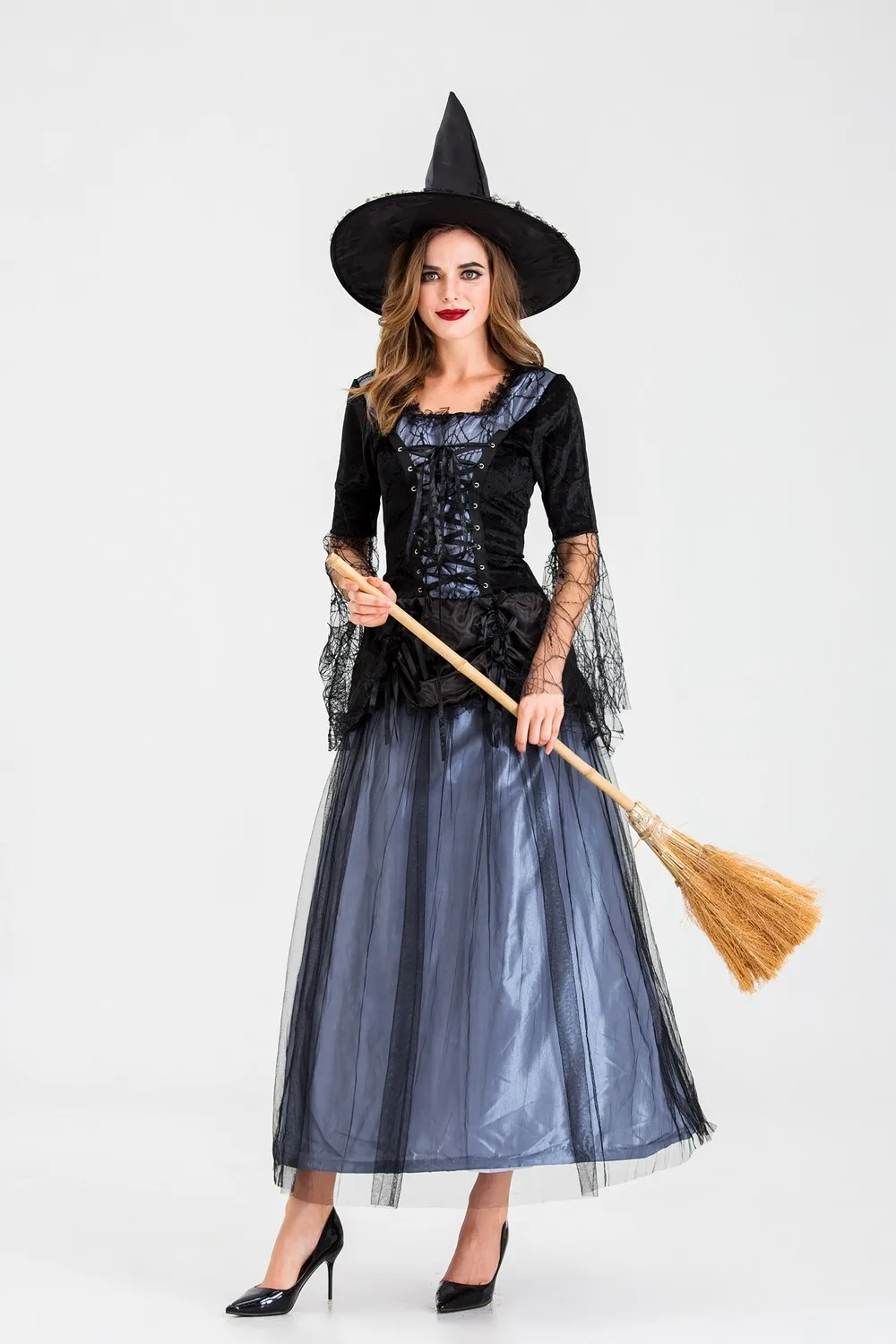 Готический костюм ведьмы для взрослых женщин Пурим Хэллоуин призрак Косплей вечерние Волшебники маскарадное платье