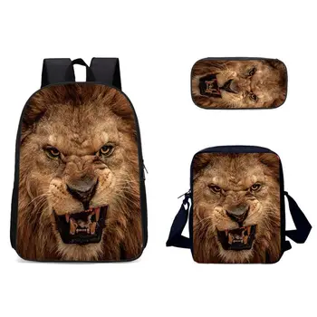 

3D printed animal backpack printed for teen girls multifunctional backpack school bag 3 piece set funny kids school bag
