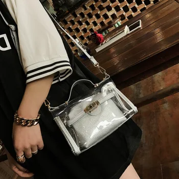 

PVC Handbag 2020 New Style WOMEN'S Bag Transparent Picture suo kou bao Single-shoulder Crossbody Bag Purse