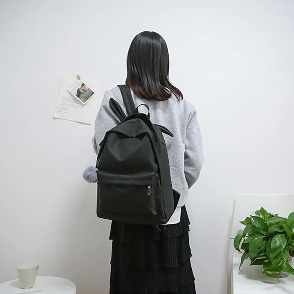 Spring Summer New Fashion Women Nylon Solid Color Capacity Student Backpack Student fashion Travel Couple Bag