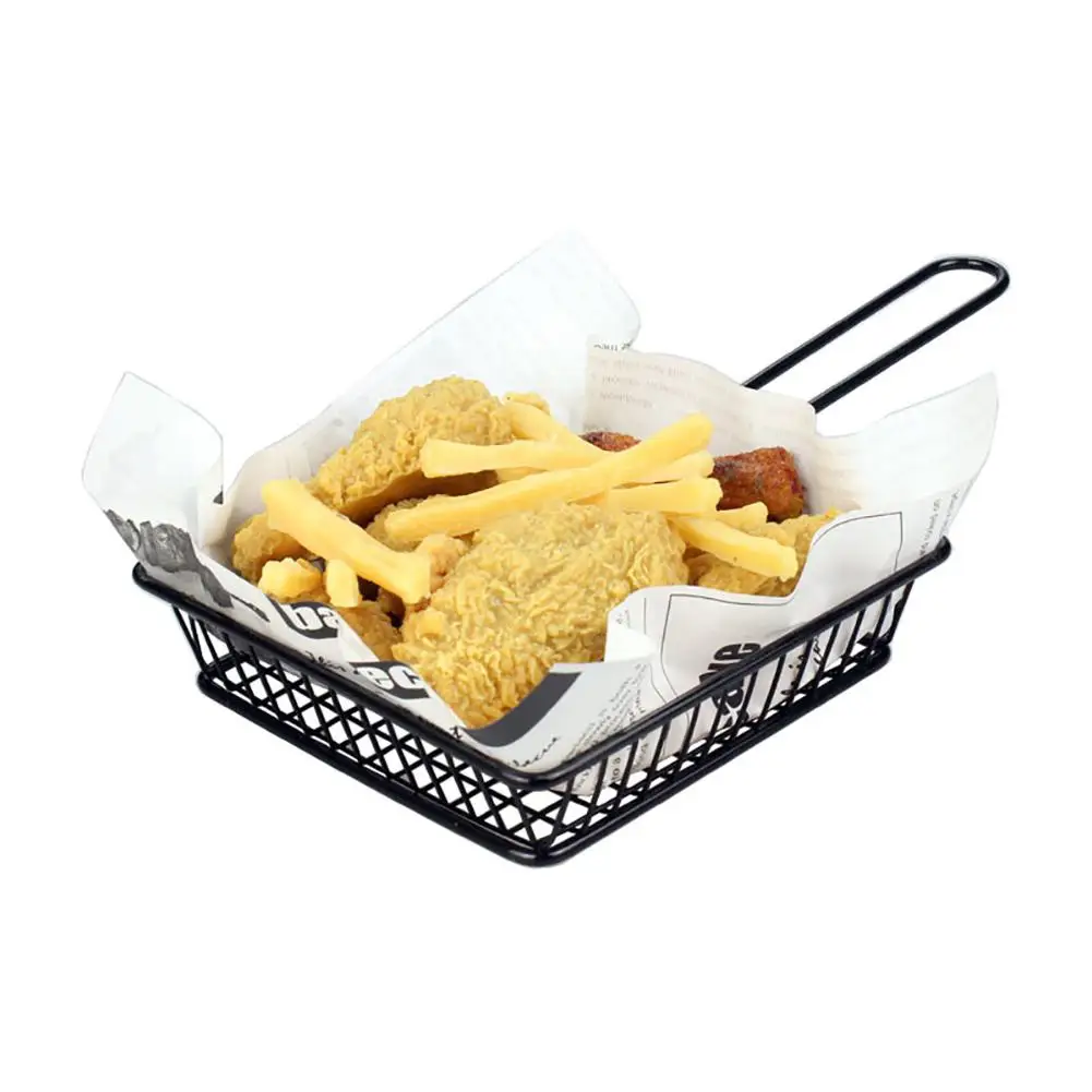 

GloryStar Portable Black Iron Wire Mini Frying Basket Strainer Fryer for Kitchen Chef Chicken Wings French Fries Cooking