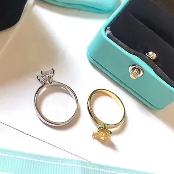 

Ty317 Exquisite Small Square 925 Sterling Silver Ring Shining Yellow AAA Cubic Zirconia Rings For Women Wedding bague femme