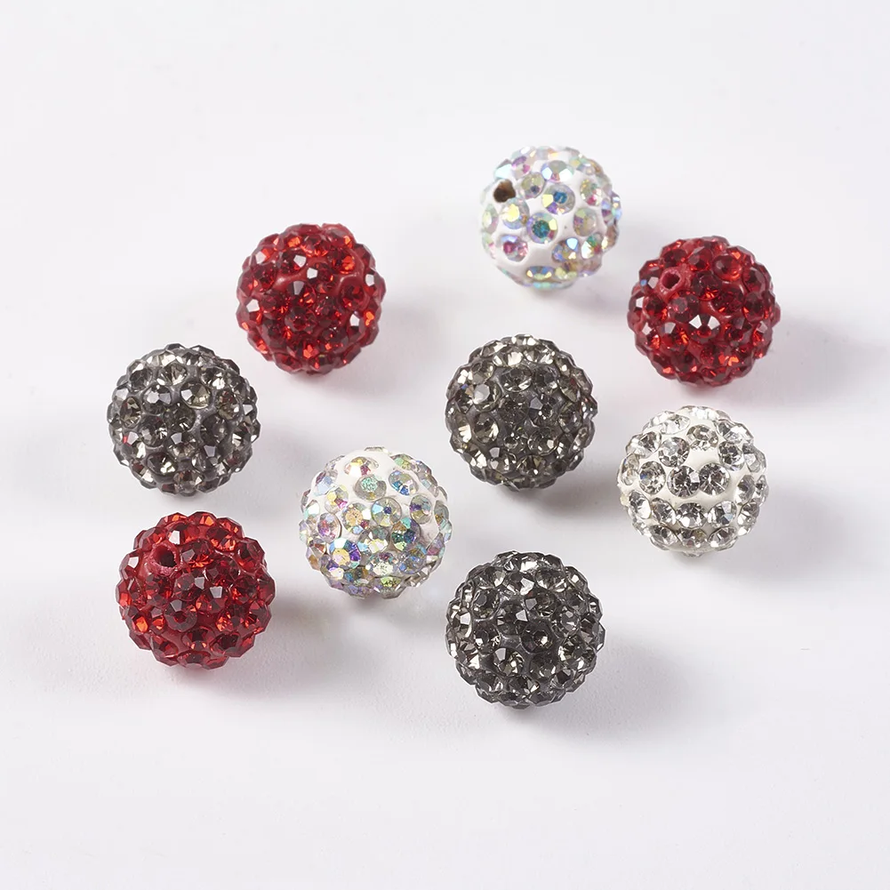 80pcs/set 8mm Pave Disco Ball Beads Polymer Clay Rhinestone Beads Grade A Round