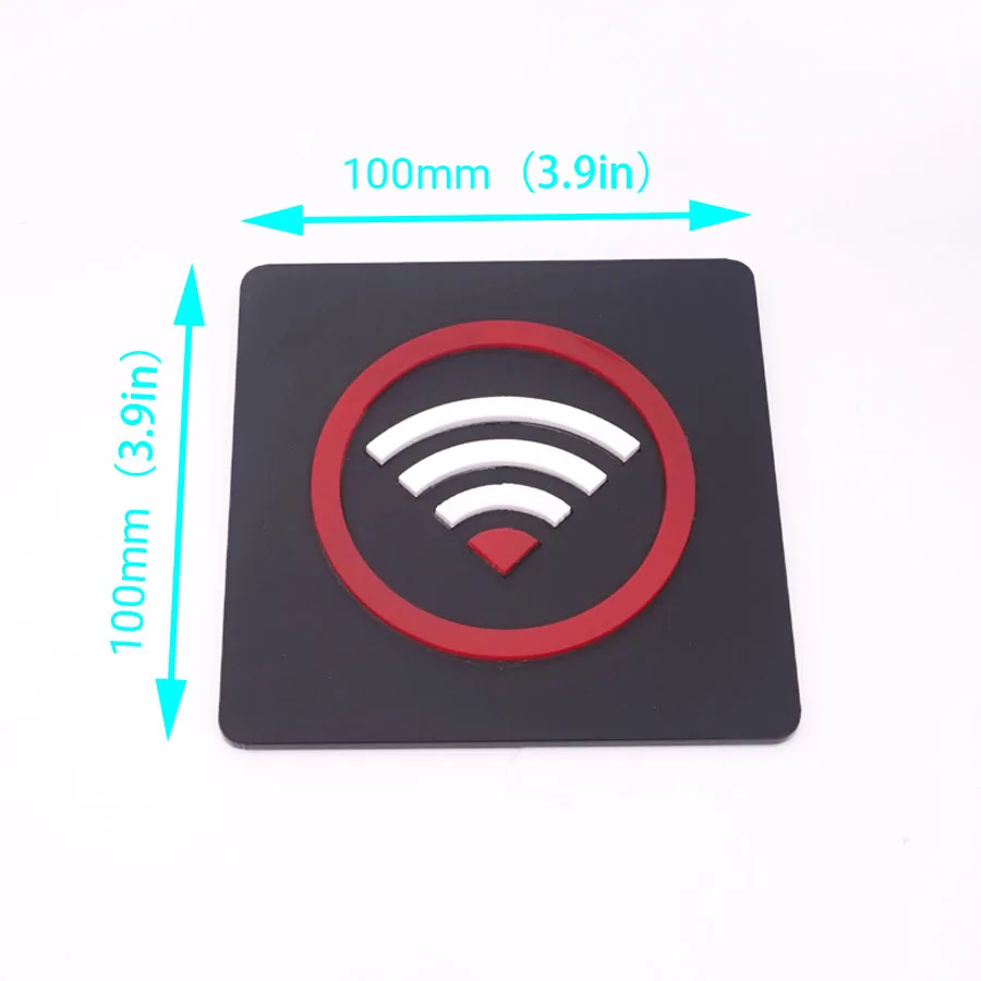 10 см черный бан логотип wifi знак нет дыма вывески нет фото индикатор для общественного Shope Предупреждение ющий знак 3D акриловое зеркало наклейка на стену