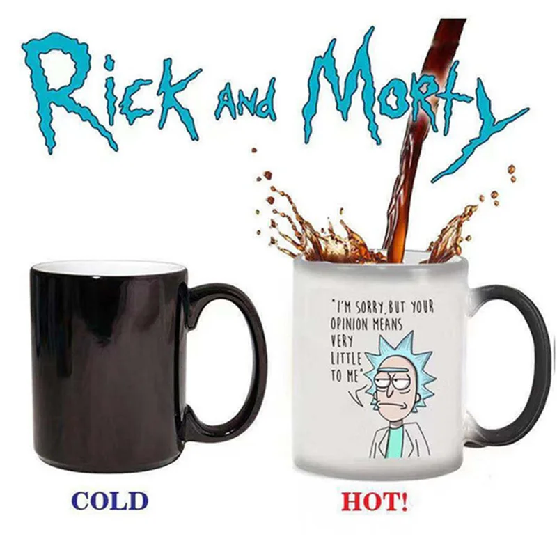 Новинка, волшебные кофейные чашки и кружки Рик и Морти, креативная кружка 350 мл, меняющая цвет, керамическая чашка для чая, молока, для вашей семьи, подарок для детей - Цвет: 2