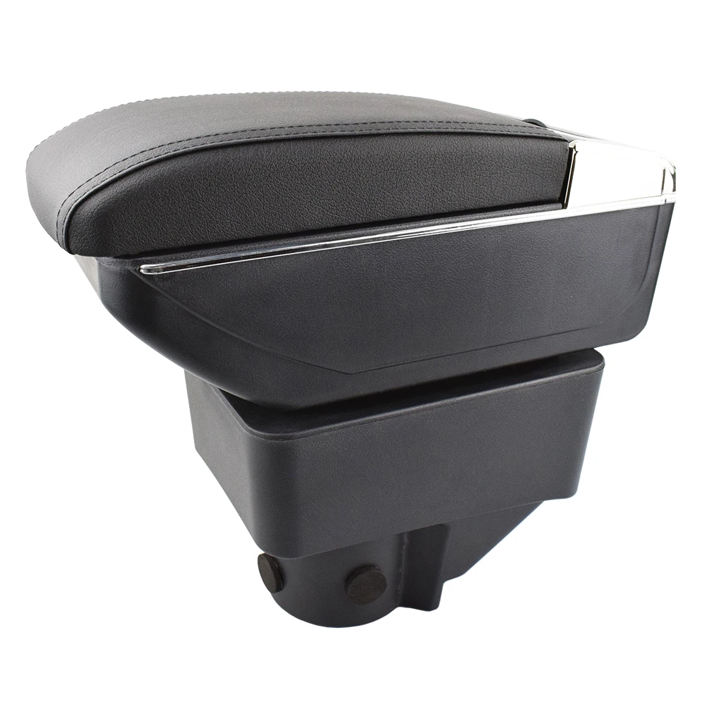 Black thread Подлокотник для Ford Fiesta 2011-, двухслойный ящик для хранения, украшение автомобиля - Название цвета: Black thread