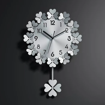 

Creative Digital Wall Clock Moden Design Floral Simple Pendulum Silent Wall Clock Quartz Living Room Wandklok Home Decor WF50WC