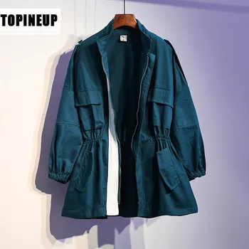 

New Spring Autumn Long Sleeve Tooling Jacket Windbreaker Female Korean Loose Large Size Casual Tooling Trend Coat