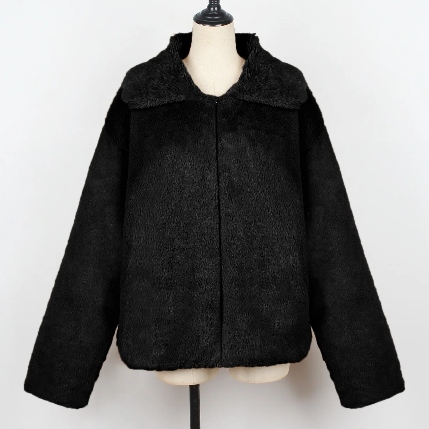 Black XIKOI/мягкое пальто из искусственного меха Женская осенне-зимняя короткая теплая простая куртка-пальто женское пушистое зимнее пальто Верхняя одежда Manteau Fourrure - Цвет: Black