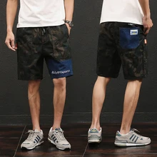 YASUGUOJI новые летние мужские джинсовые шорты с принтом в стиле пэчворк камуфляжные мужские карго-шорты мужские s Капри брюки