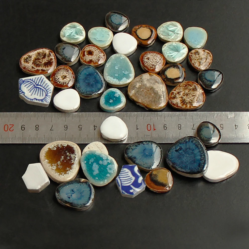 100g Mixed Color DIY Ceramic Mosaic Tiles Handmade Creative Material Mosaic Tiles DIY Wall Crafts for Decorative Materials