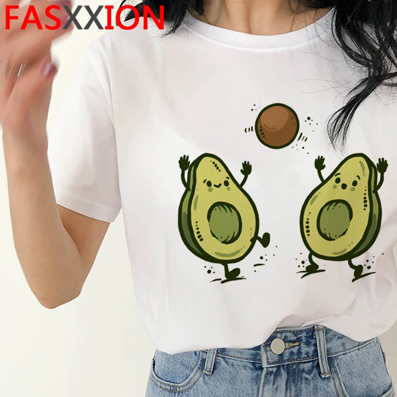 Kawaii Avocado Funny Cartoon T Shirt Women Summer Vegan Cute Anime T-shirt 90s Summer Graphic Tshirt Fashion Top Tees Female