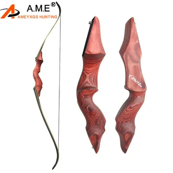 

60" Archery Recurve Bow Takedown Longbow Red Handle Wooden Riser 30-60lbs Traditional Target For Outdoor Hunting Shooting