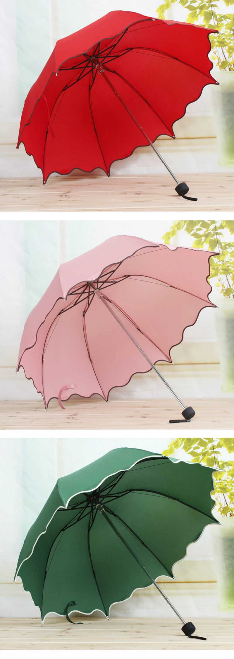 Для женщин Зонт от дождя 3 Складные женские зонты Ручка удобные сильно брендовые принцессы ремесло для путешествий на открытом воздухе