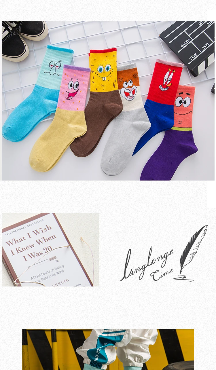 Губчатые носки Bob, женские короткие носки, длинные баскетбольные Носки, Мультяшные персонажи, квадратные штаны, Патрик, носки с дизайном «звёзды», хлопок, унисекс, для мужчин