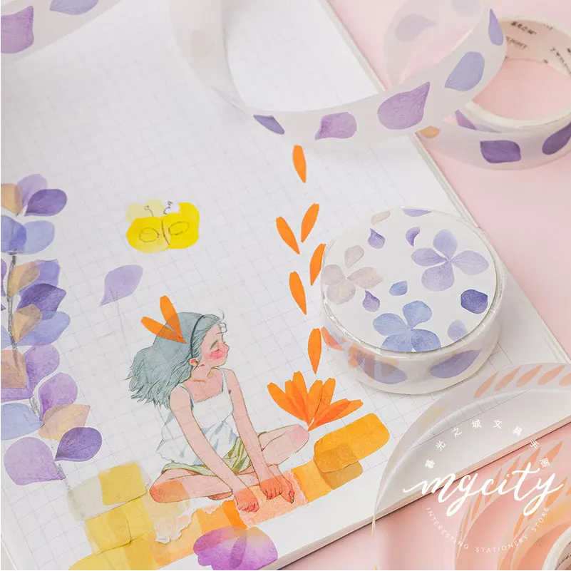 

Cute Wisteria Floral sakura plants Bullet Journal Washi Tape set Kawaii Paper Adhesive Tape DIY Scrapbooking Sticker Label Mask