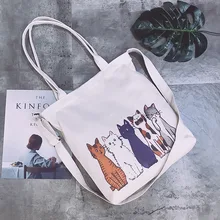 Hazy beauty милый кот холст ткань хозяйственная сумка для женщин прекрасный напечатанный через плечо девушки Книга сумка тоут белый bolsas de tela