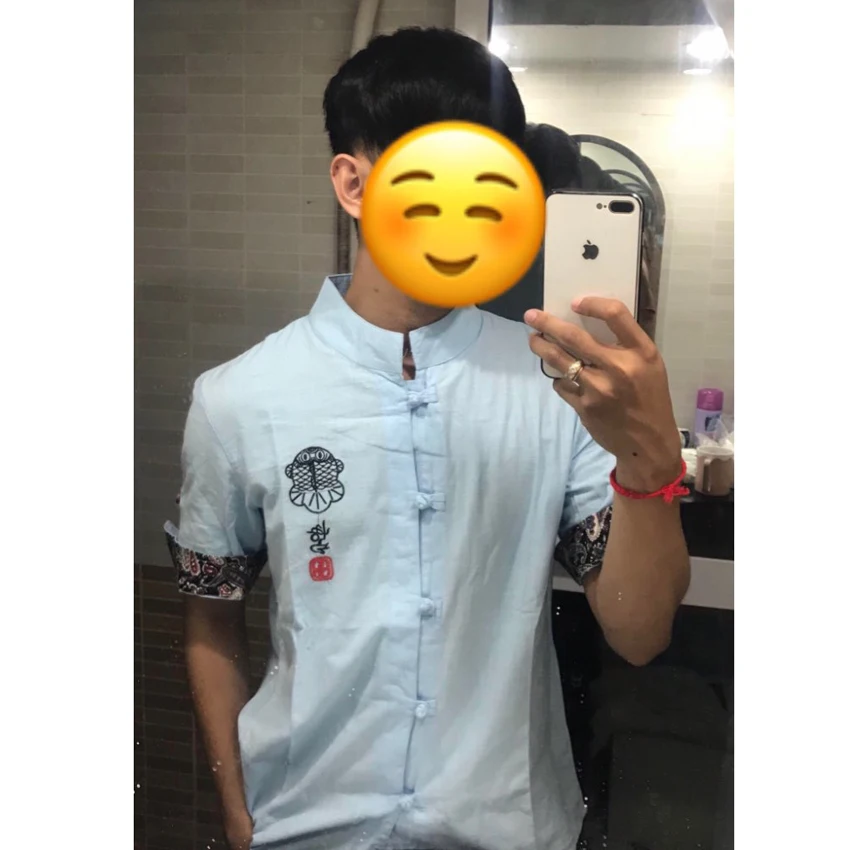 Chinese Shirt News Summer Embroidery Tangsuit Wushu Male Clothes Vintage Style Traditional Chinese Clothing for Men Top