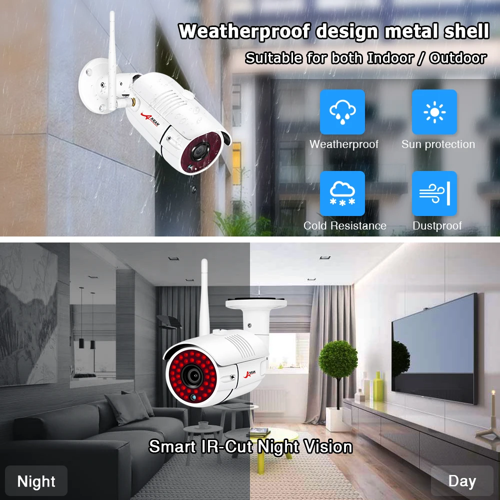ANRAN 6CH Wireless Security System 1080P Video Surveillance Kit Outdoor Weatherproof Metal Camera Plug and Play IP66 APP Control