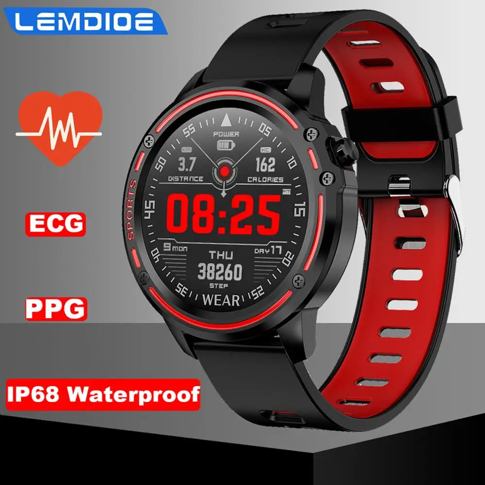 LEMDIOE ЭКГ ppg Смарт часы для мужчин ip68 Водонепроницаемый Спорт Здоровье smartwatch для Android IOS