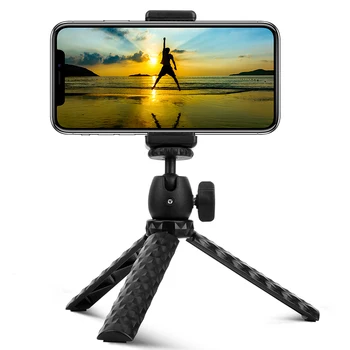

QZSD Mini Tripod Lightweight Table Top Stand With Phone Mount Cilp for Phone iPhone Samsung etc. Smartphones DV Compact Camera