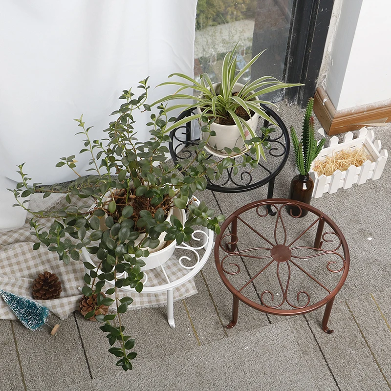 Garden Storage Rack Stand Floor Display Shelf Potted Stander Wrought Iron Home Decor Classic Style Plant Balcony Create Round