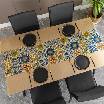 

Odorless Table mat leather coffee table cloth gold Bohemia party table deco cover placemat customize waterproof tablecloth