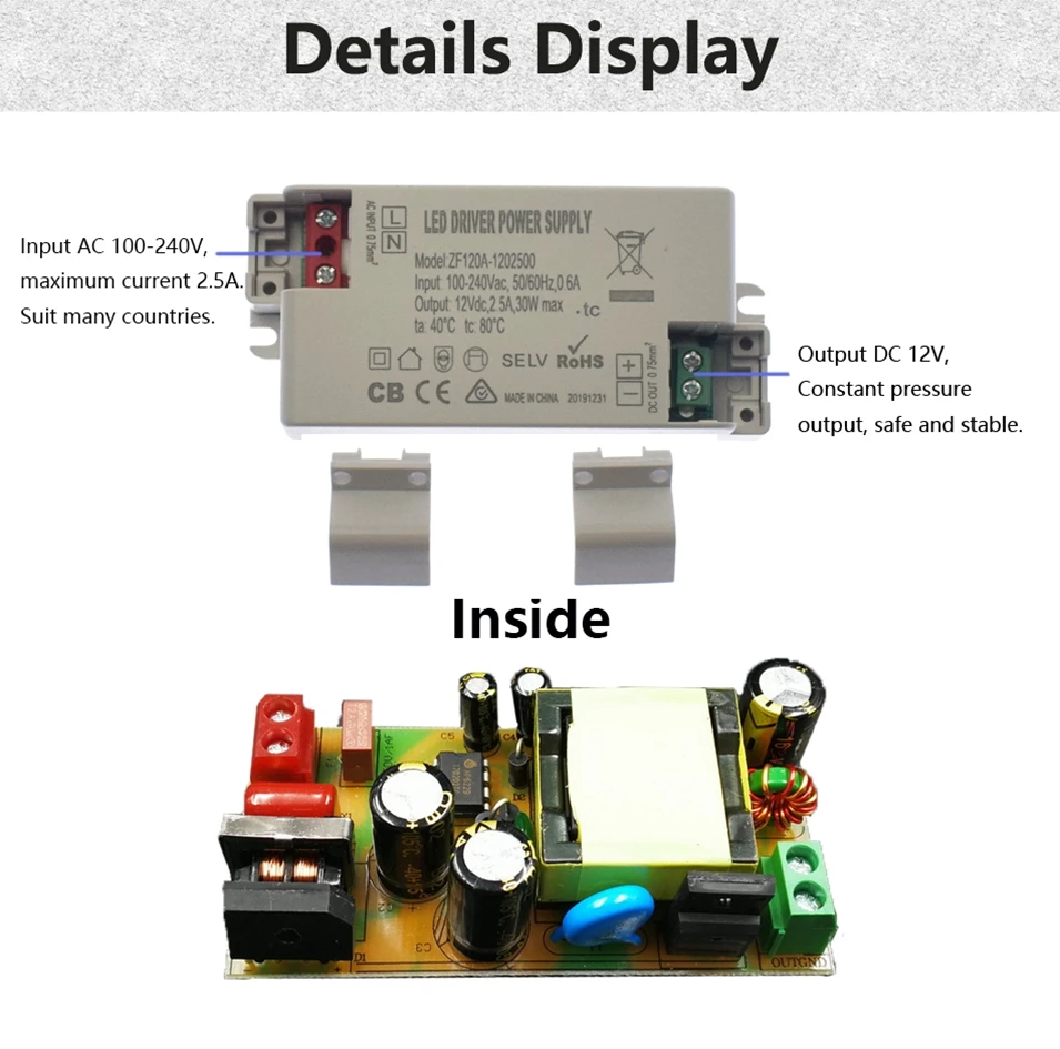 12V 6W 12W 18W 24W 30W LED Power 6